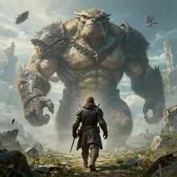 highly detailed elden ring portrait photo of a huge muscular humanoid diglett prometheus engineer wandering in a scenic dystopian environment. even bigger massive digletts in the background, hyperrealistic illustration by william didier - pouget