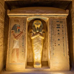 egyptian tomb with mummy