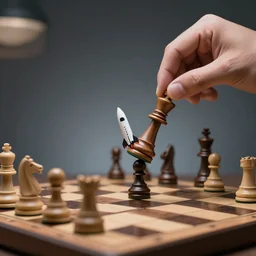 a rocketship taking the chess king from the board, as it is about to be checkmated