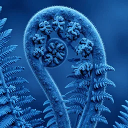full page, fractal, fern - like, bumpy, blue, by david normal