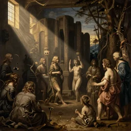 renaissance painting of the backrooms