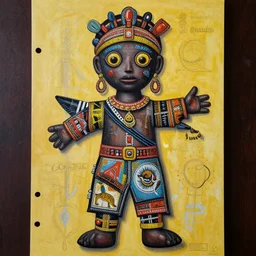 extremely highly detailed African voodoo doll paintings by Jean-Michel Basquiat 4k insanely detailed and intricate, super detailed, 4k HDR high quality