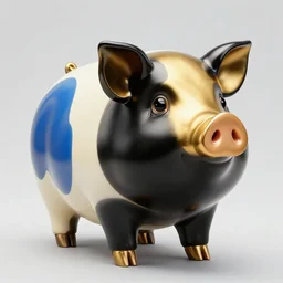 curvy pig, gold, gloss black, blue, ivory, glossy, by android jones