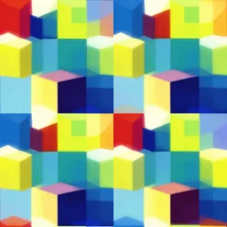 kim jung gi us style seamless pattern of large colorful cubes in escher style,