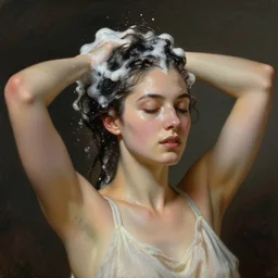 a barbarian woman washing her hair by frank franzetta