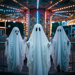 ghosts in an amusement park, photograph