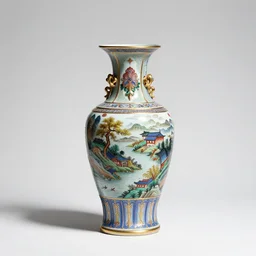 luxurious ming vase, studio product photography, isolated on a pure white background, centered, entire object in frame, sharp focus, soft studio lighting