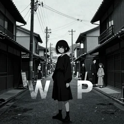 girl stands in a japanese street - poster by wlop, kiyohara tama, krenz cushart, masamune shirow, makoto shinkai, yanjun cheng. featured on pixiv, anime aesthetic, pixiv, anime, cold tones, artstation, power lines, vanitas, official art, gothic dark. noise film photo - up portrait h 7 0 4
