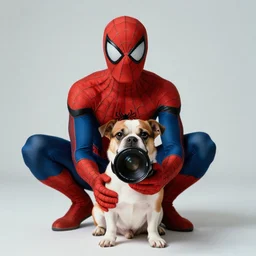stunning film photograph of ( ( ( ( spiderman as a dog ) ) ) ), zeiss lens, aperture 1. 2