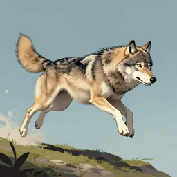 a dire wolf jumping, illustration by greg rutkowski