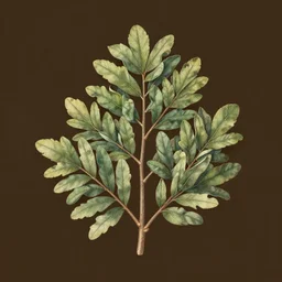 a botanical illustration of a rare foliage, dark brown background, vintage illustration, pinterest, tumblr, flickr