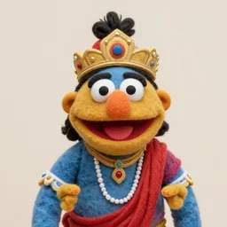 krishna as a muppet. highly detailed felt. hyper real photo. 4 k.
