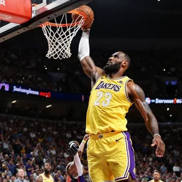lebron james dunking, digital art