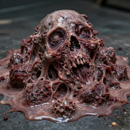 Body horror melting flesh pile