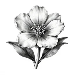 detailed black and white botanical illustration, stella alpina flower, tattoo design