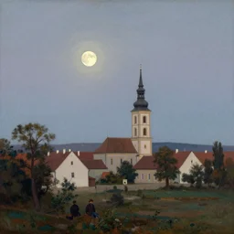 a 1 9 th century szeged. atmoshperical, full moon, natural lighting, soft focus, landscape by painting by gaston bussiere, craig mullins, j. c. leyendecker