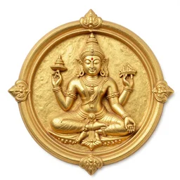 beautiful golden relief ornament, a hindu symbol
