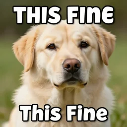 this is fine dog meme, 8 k resolution, hyper realistic