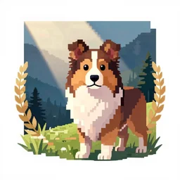 cute collie dog, pixelart