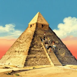 pyramid. retro art by jean giraud. fibonacci. by brian froud, yoshitaka amano, kim keever, victo ngai