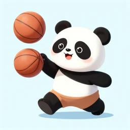 a panda playing basketball, kids cartoon