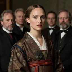 museum quality portrait of young natalie portman in japanese costume by jan van eyck, tom bagshaw, jean delville, william bouguereau, albrecht durer