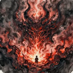 watercolor of the depths of hell, trending on artstation, greg rutkowski, award - winning painting