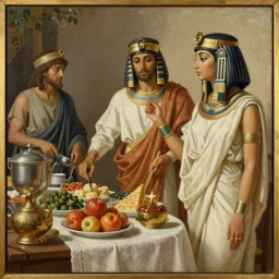 vintage beautiful painting of the last buffet but replace jesus with cleopatra in Mary Cassatt style