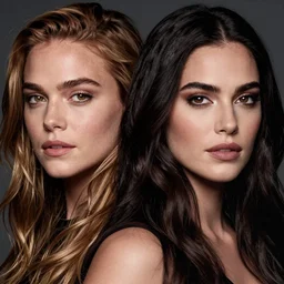 studio portrait photo of genetic hybrid face of lindsey lohan and megan fox
