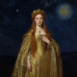 most beautiful Celtic Queen under starry night by J.M.W Turner, detailed, realistic