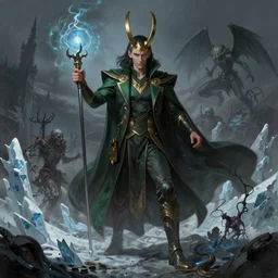 loki as a necromancer, summoning undead, glacier landscape, d & d, fantasy, intricate, elegant, highly detailed, digital painting, artstation, concept art, matte, sharp focus, illustration, art by artgerm and greg rutkowski and alphonse mucha