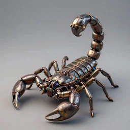 steampunk robot scorpion, 3 d model, unreal engine realistic render, 8 k, micro detail, intricate, elegant, highly detailed, centered, digital painting, artstation, sharp focus