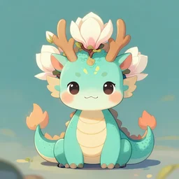 cute little dragon with magnolia headdresss, fantasy, trending on artstation, laurel d austin, dave melvin, jordan grimmer