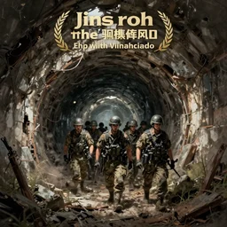 jin - roh : the wolf brigade soldiers in tunnel, marching, digital painting, war art, dystopian, dilapidated