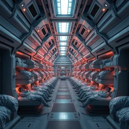 multiple human size hypersleep chambers fill of frozen people stacked in a spaceship hall, cryosleep, spaceship starship mothership mass effect avatar alien andromeda krogan base wallpaper 3 d pixar disney digital cgi rtx hdr painting bioluminance alena aenami artworks in 4 kby jesper ejsing, feng zhu and loish beeple, by thomas kinkade