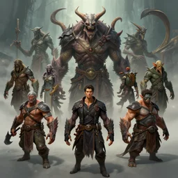 enemies and monster designs, kim jung gi, Greg Rutkowski, Darek Zabrocki, Karlkka, Jayison Devadas, Phuoc Quan, trending on Artstation, 8K, ultra wide angle, pincushion lens effect