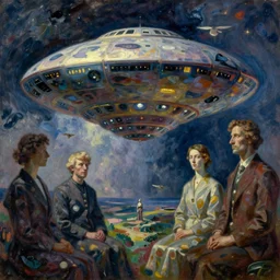 psychedelics dream bot mothership over the former species. painting by monet, walton ford, wayne barlowe, agnes pelton, rene magritte