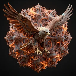 intricate, eagle, mandelbulb 3 d, fractal flame, octane render, cyborg, biomechanical, futuristic, by ernst haeckel