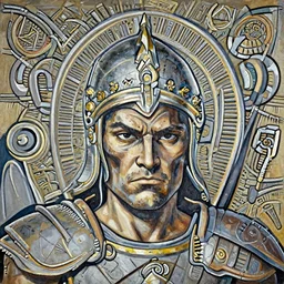 Gladiator, muscular, detailed face, correct face, painting by Ádám Mányoki