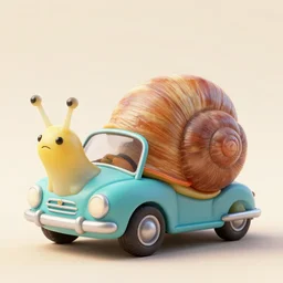 a car that looks like a snail. snail car. detailed.