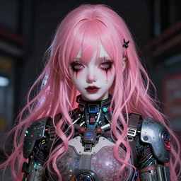 by kyoto animation, very creepy clown girl pink hair, tears from the eyes, wearing cyberpunk intricate streetwear, beautiful, detailed portrait, intricate complexity, ilya kuvshinov, cell shaded, 4 k, concept art, by wlop, ilya kuvshinov, greg rutkowski, sharp focus, volumetric lighting, cinematic lighting