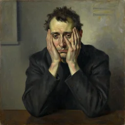 sadness personified, a character study by francis bacon, oil on canvas, german expressionism