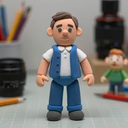 product photography of a plasticine action figure hugh laurie on a workbench, depth of field, zeiss lens, detailed, centered, by erwin olaf, joop geesink, wes anderson, breathtaking, 8 k resolution, extremely detailed, beautiful, establishing shot, realistic materials, hyperrealistic