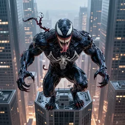 fantasy art of a Venom on a skyscraper, digital art, trending on artstation