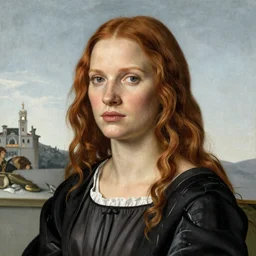 “Jessica Chastain portrait, Sandro Botticelli”