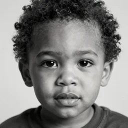 the face of young chance the rapper at 1 years old, black and white portrait by julia cameron, chiaroscuro lighting, shallow depth of field, 8 0 mm, f 1. 8