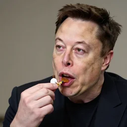 elon musk eating a miniature version of himself