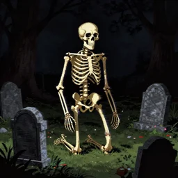 skeleton at a graveyard at night, still from ps 1 game, glitch art, chiaroscuro by rembrandt, caravaggio, rutkowski, beeple