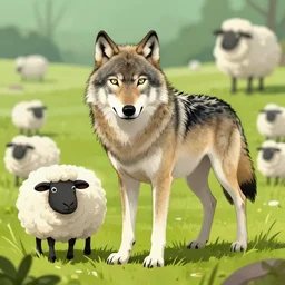 a wolf in sheep's clothing, digital art