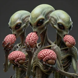aliens brainsuckers eat brains of aztecs, perfect faces, fine details, studio lighting,, subtle shadows, art by katsuya terada, photorealism, hyper realism, octane render, hyper detailed, medium shot, 8 k, raw, unedited, in - frame,